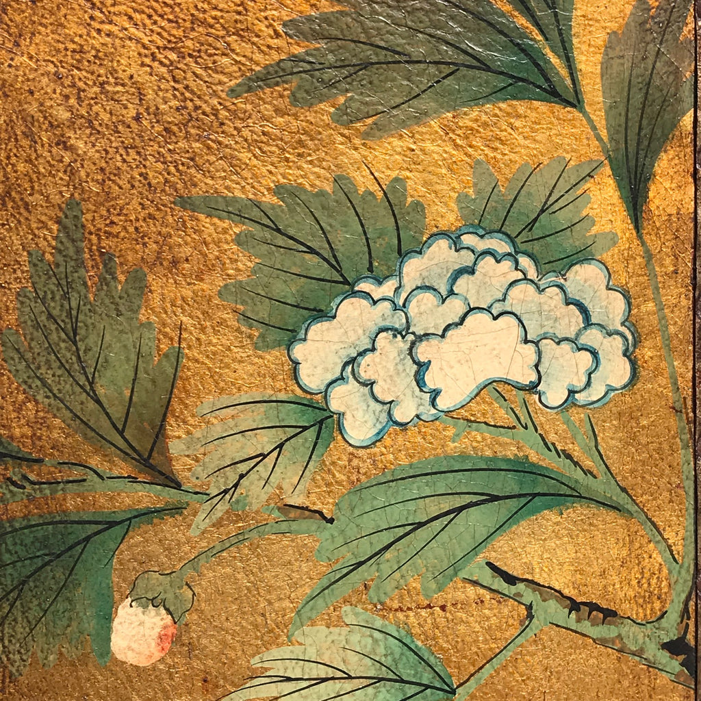 Exquisite 19th Century Painted Leather Screen - Detail View - 6