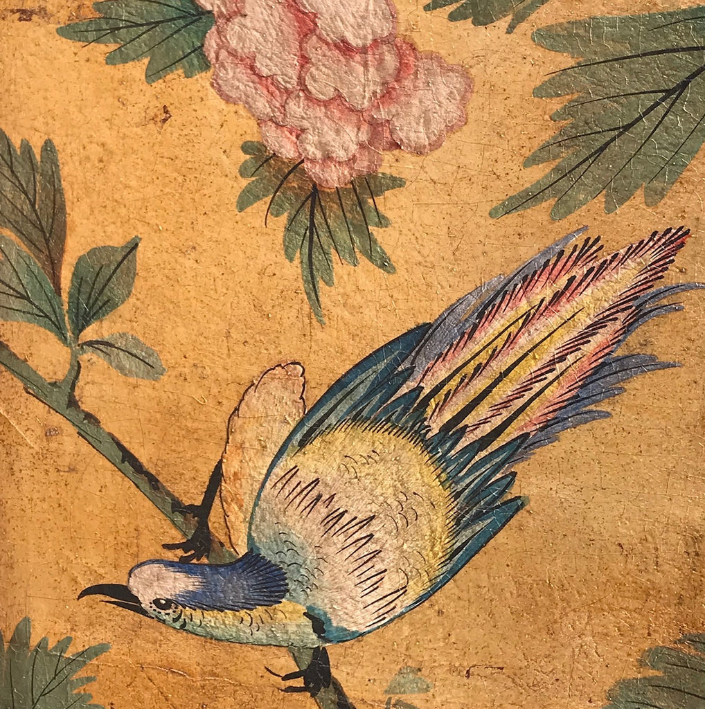 Exquisite 19th Century Painted Leather Screen - Detail View - 8