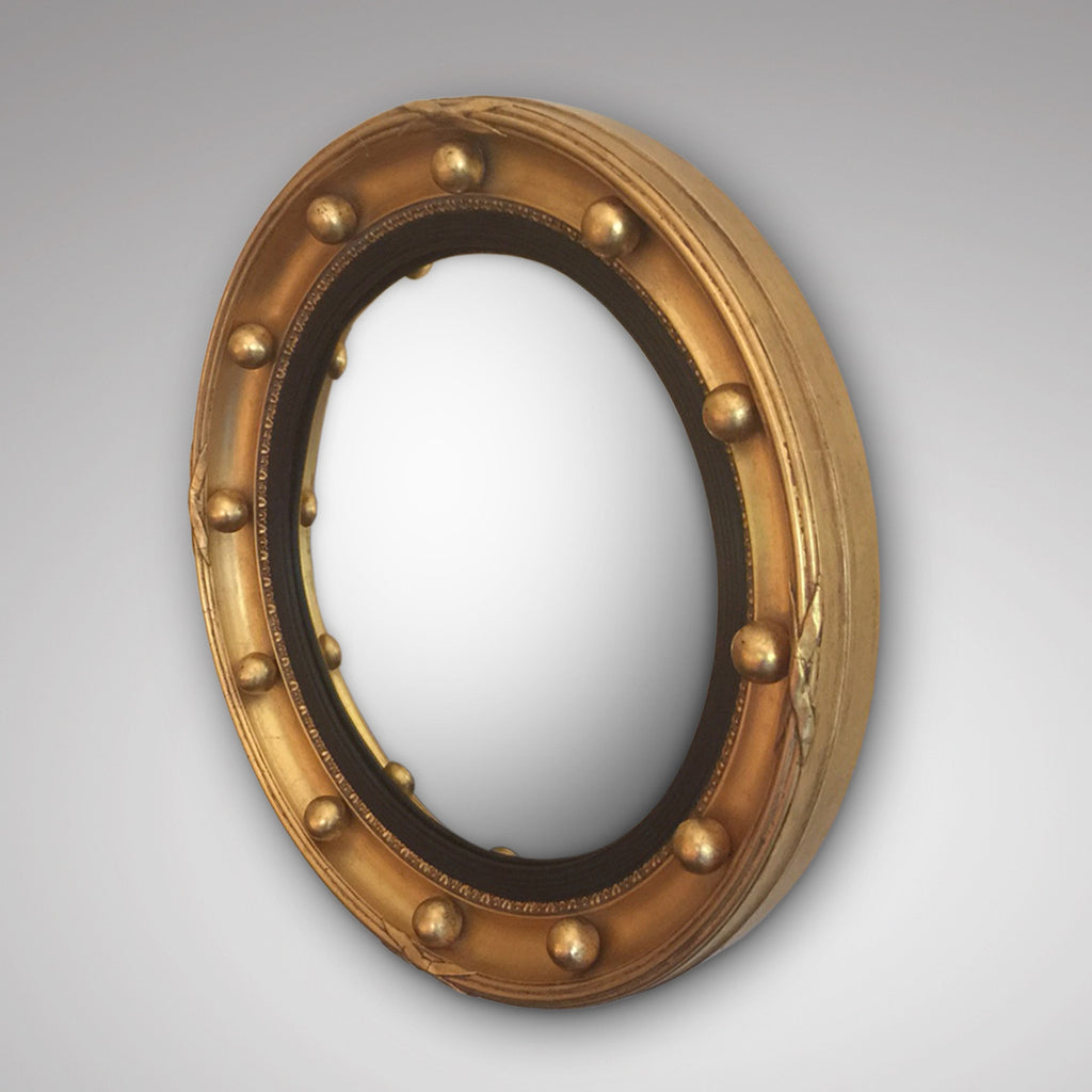 Late 19th Century Convex Mirror - Front and side view unedited glass