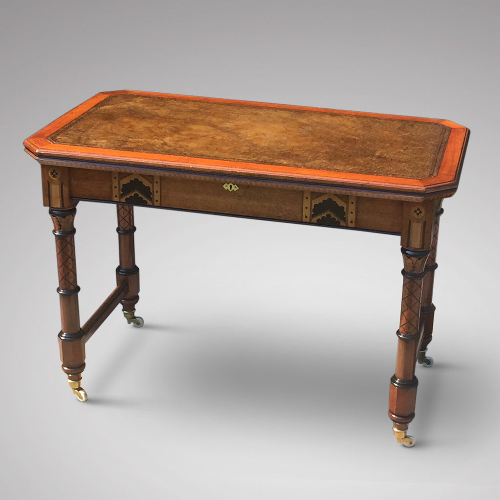 19th Century Oak Arts & Crafts Writing Table - Front view 2