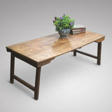 19th Century Arts and Crafts Elm Coffee Table - Front & side view 1