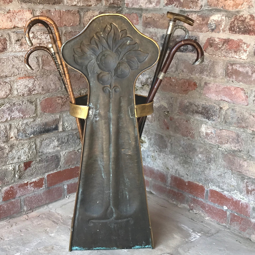 Art Nouveau Brass Stick Stand - Back View - 7