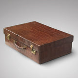 Early  20th Century Crocodile Skin Suitcase - Front & side view 1