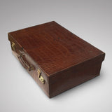 Early  20th Century Crocodile Skin Suitcase - Front & side view 2