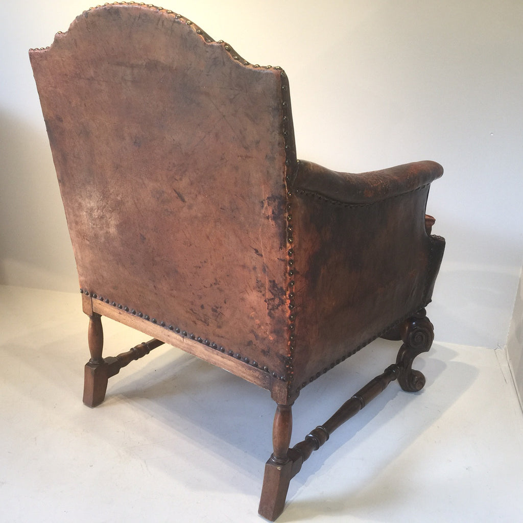Early 20th Century Leather Armchair - Back detail view