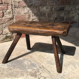 18th Century Welsh Rustic Oak Stool - Front View - 2