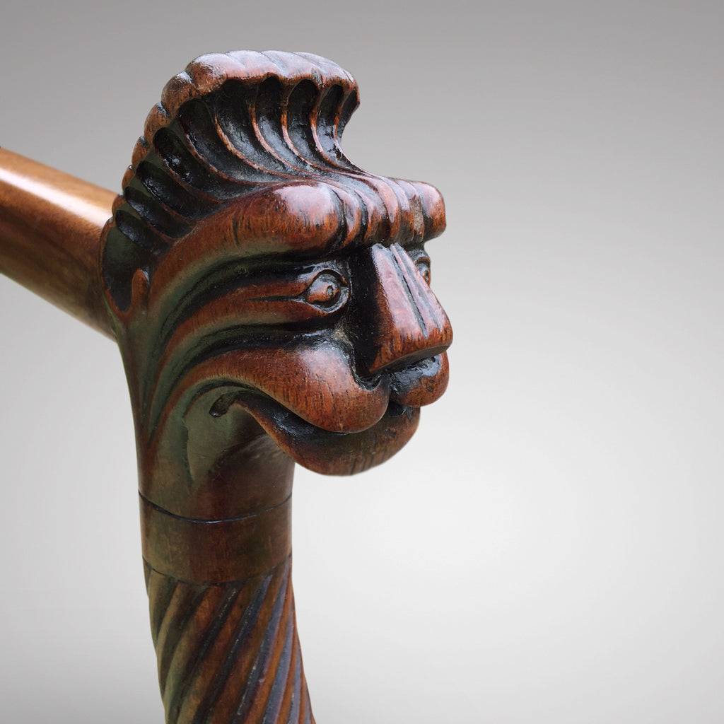 19th Century Mahogany Elbow Chair - Detail View of Carving - 2
