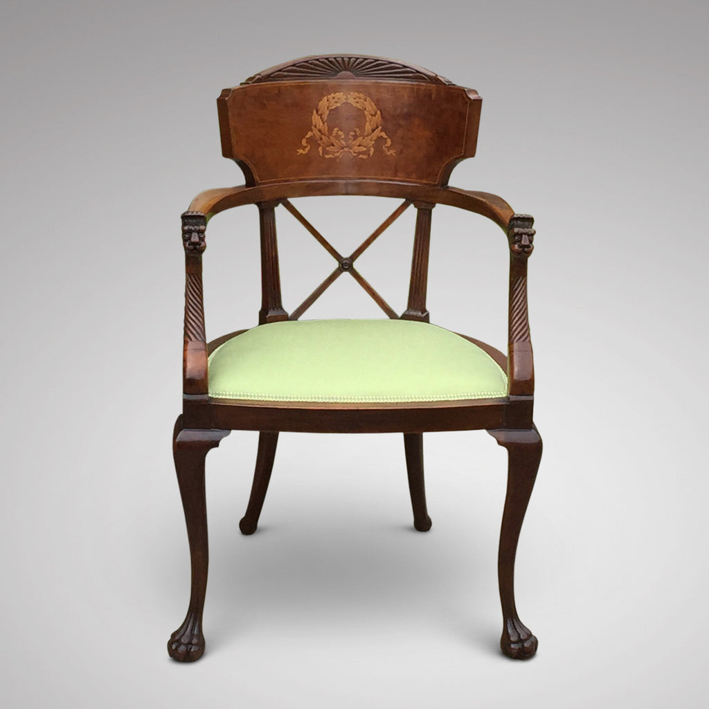 19th Century Mahogany Elbow Chair - Front View - 1