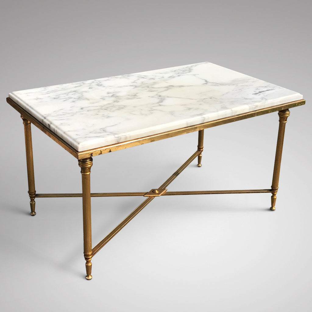 Stylish Brass Coffee Table with Marble Top - Main View - 1