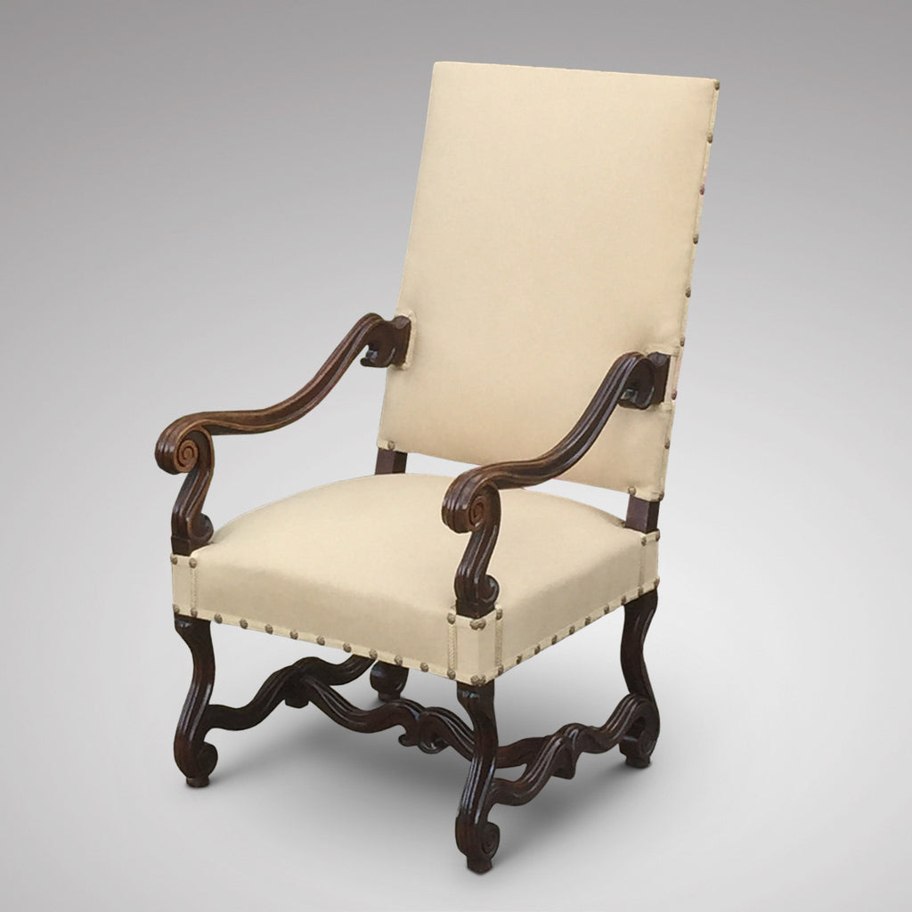 19th Century Carved Open Armchair - Side view without bolster 2