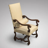 19th Century Carved Open Armchair - Side view with bolster 1