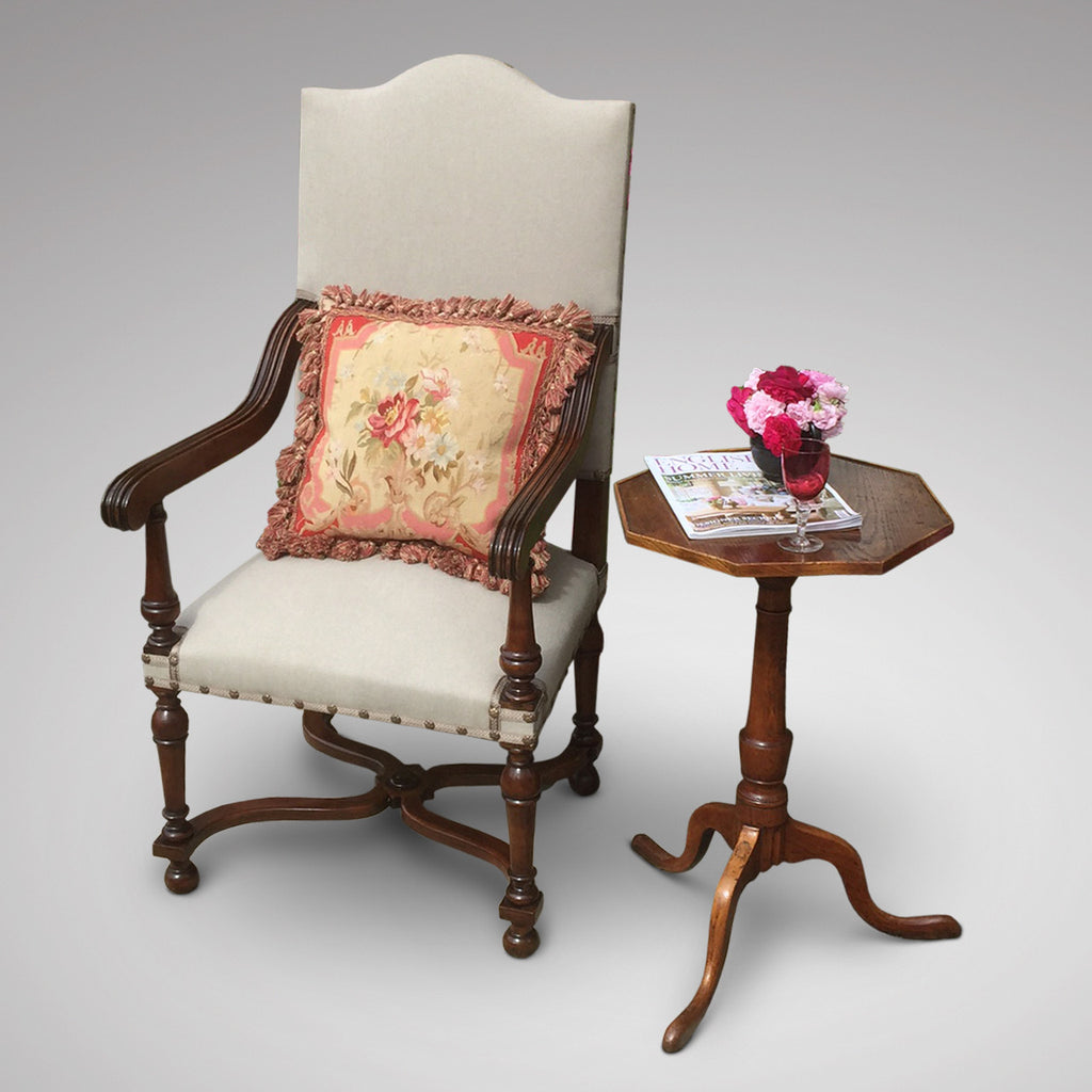 19th Century High Back Open Armchair- Front view styled with cushion
