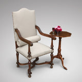 19th Century High Back Open Armchair - Front & side view with bolster 1