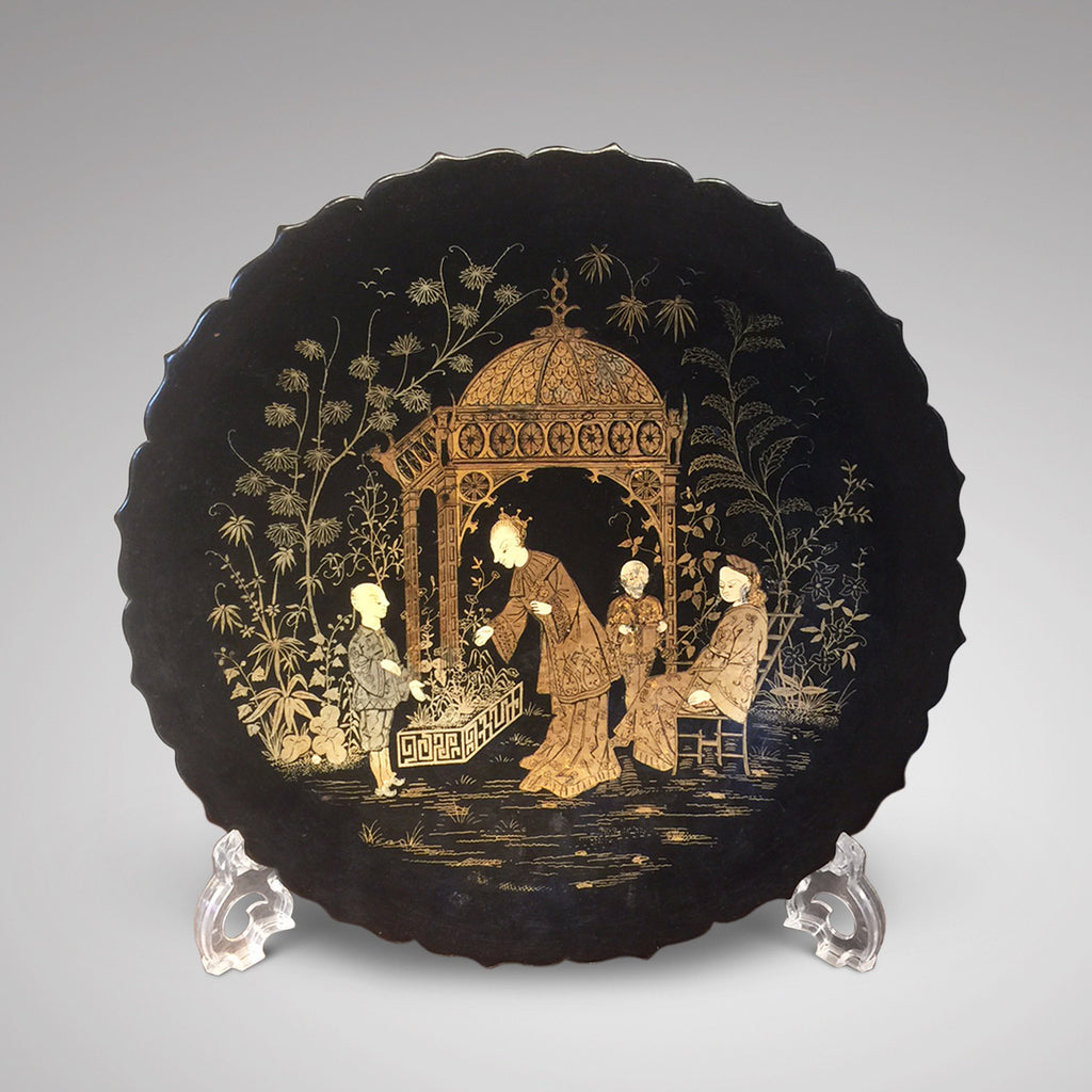 Victorian Chinoiserie Papier Mache Charger - Hobson May Collection - 1
