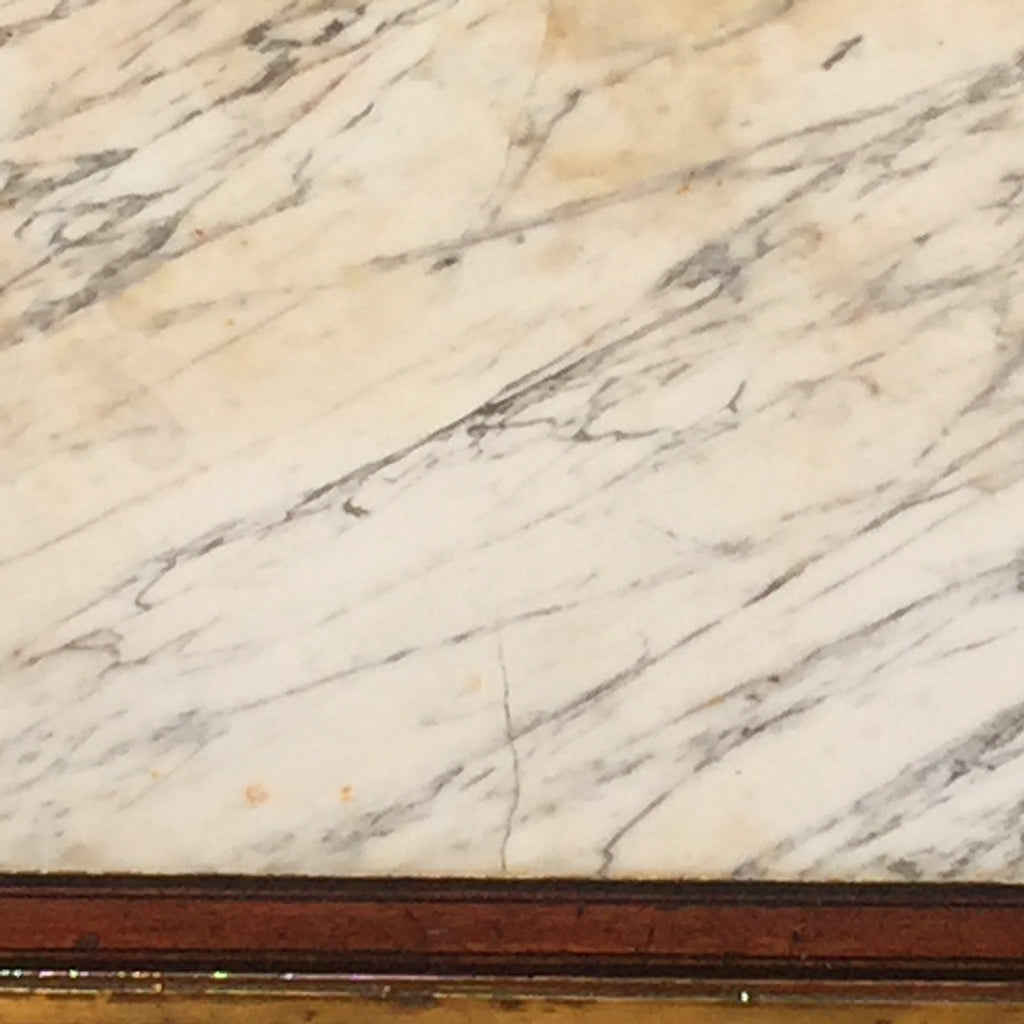 French Empire Mahogany Console/Hall Table - Close up view of marble- 8