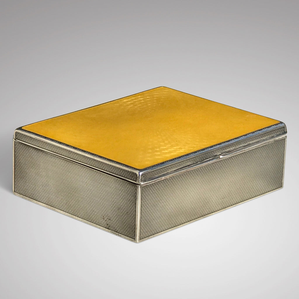 Silver Jewel Box with Yellow Guilloche Enamel Top - Main View - 2