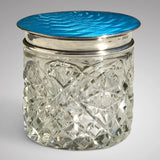 Art Deco Cut Glass Jar with Silver & Enamel Top - Main View - 1
