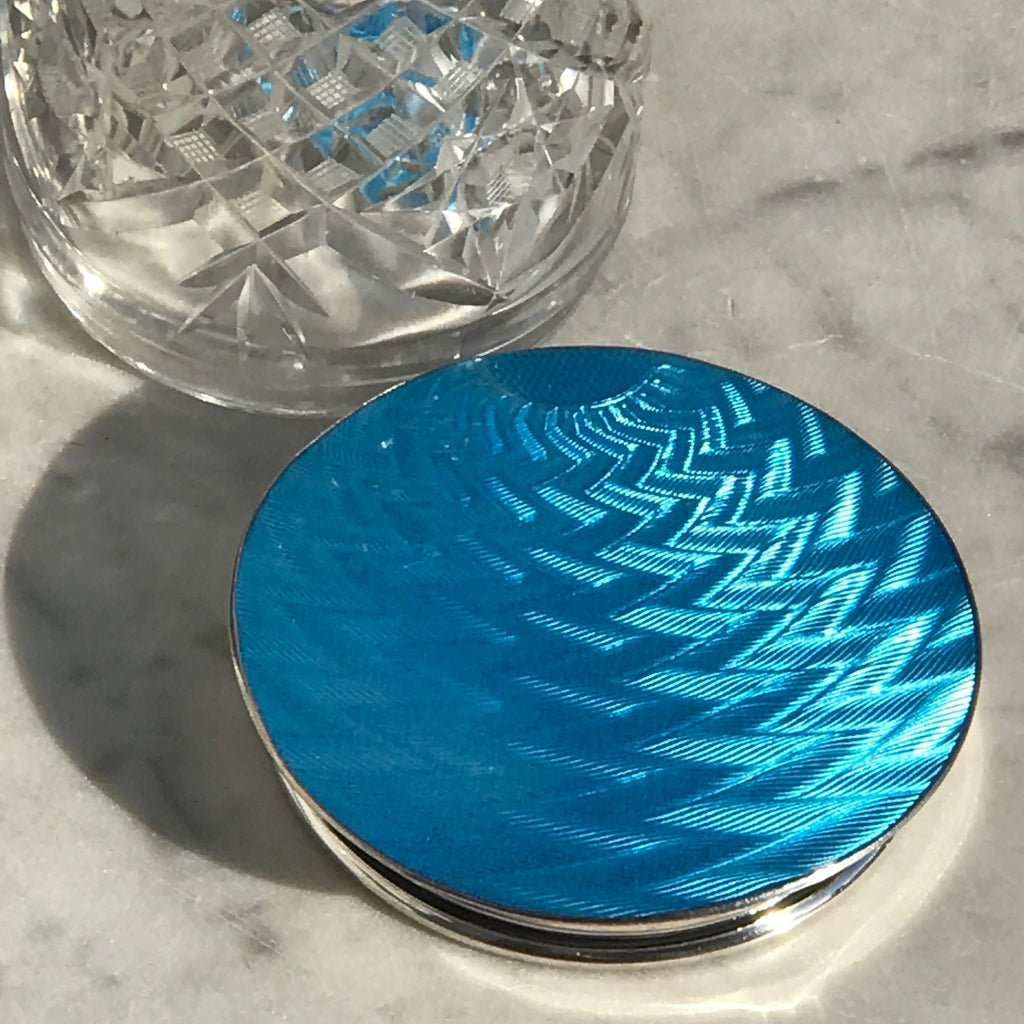 Art Deco Cut Glass Jar with Silver & Enamel Top - Detail View - 5