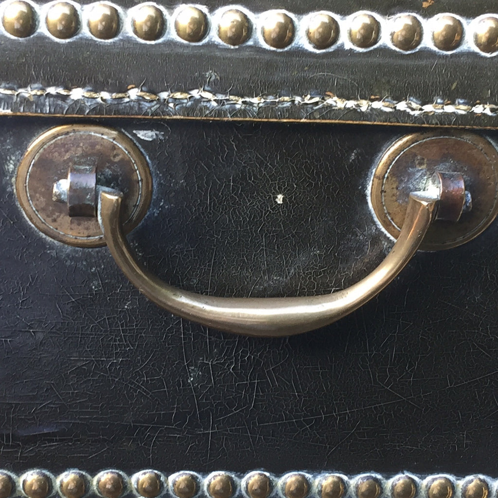 Regency Leather Covered Camphor Campaign Chest-Handle detail view -7
