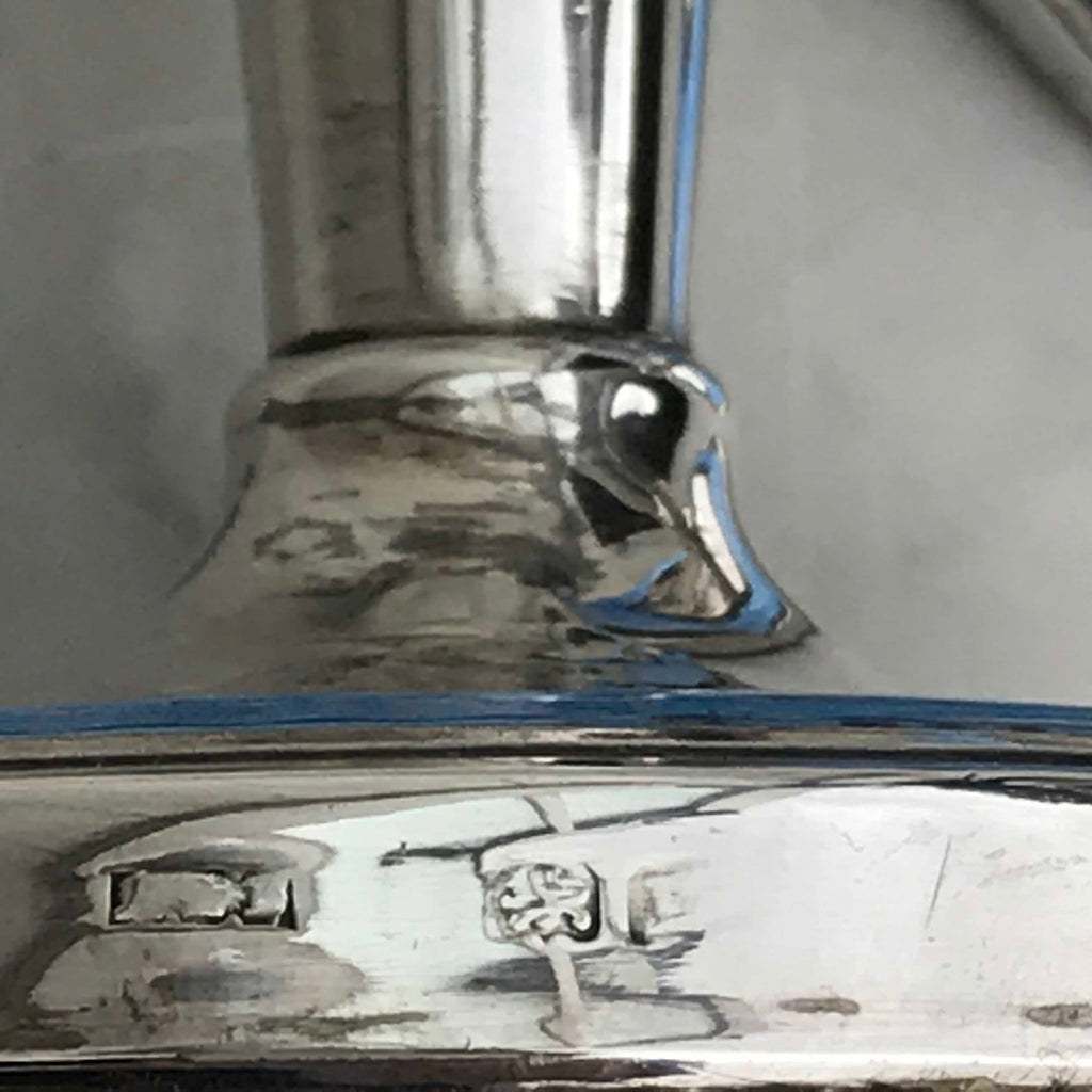 Pair of Art Deco Silver & Blue Enamel Candlesticks - Detail View - 6