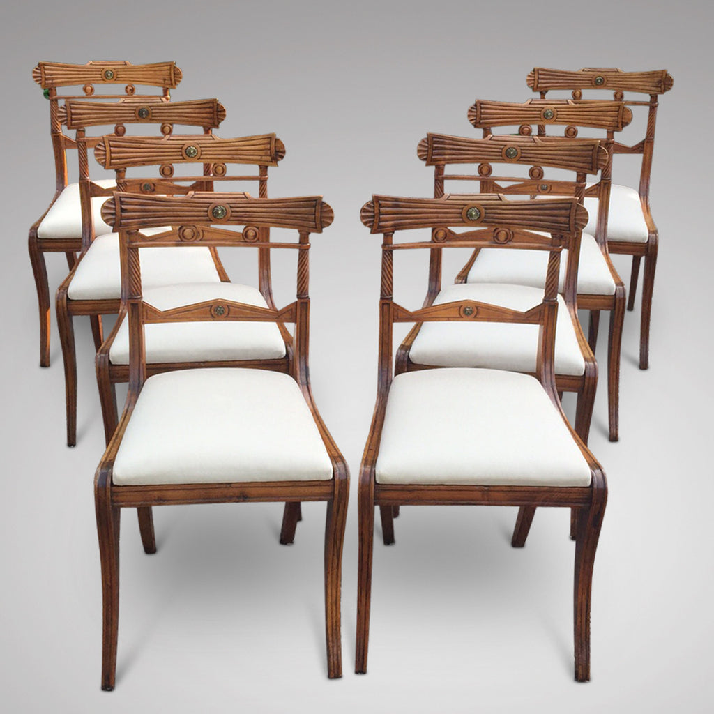 Set of 8 Regency Fruit Wood Dining Chairs - Hobson May Collection - 1
