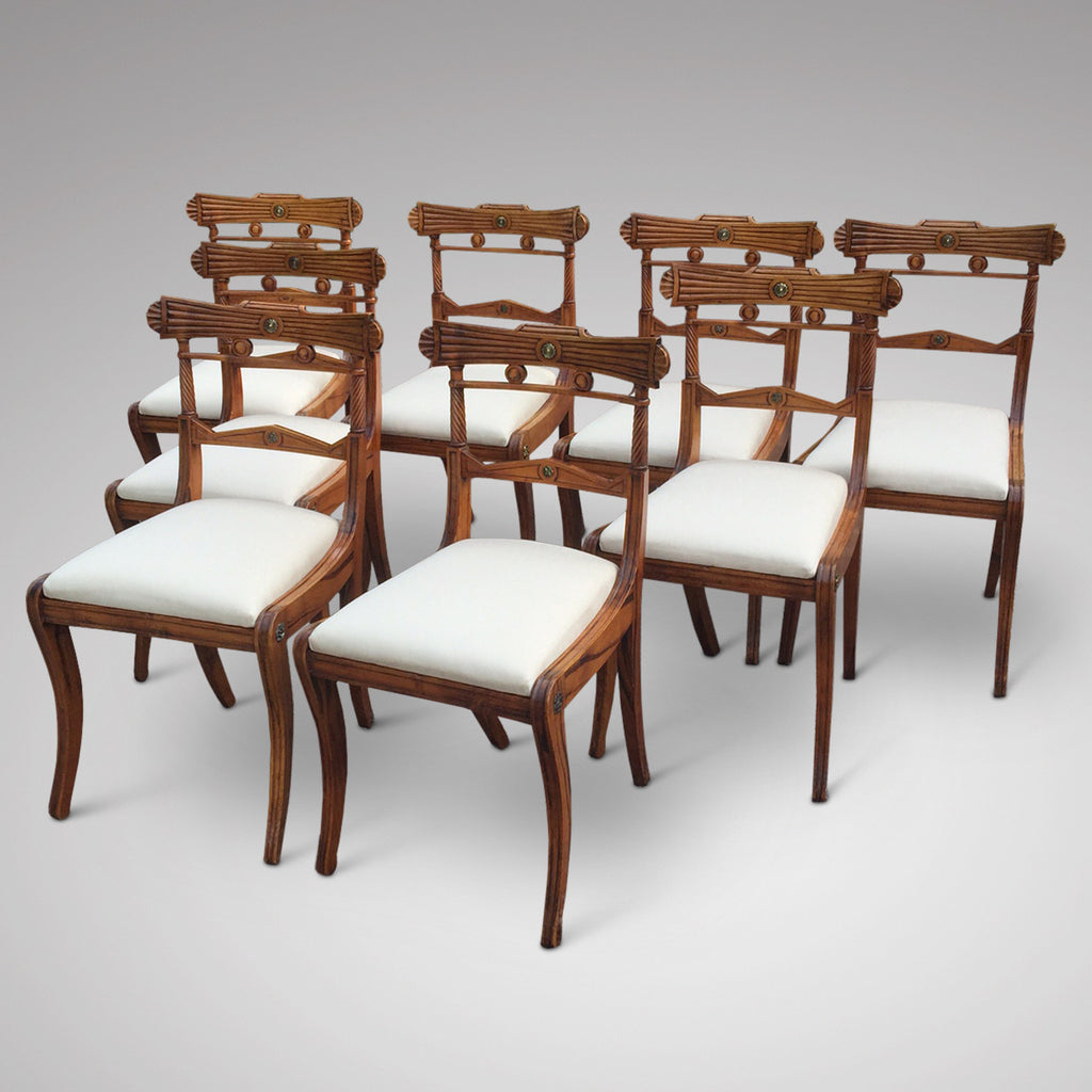 Set of 8 Regency Fruit Wood Dining Chairs - Hobson May Collection - 3
