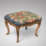 Carved Walnut Stool with Original Needlework Upholstery - Main View - 2