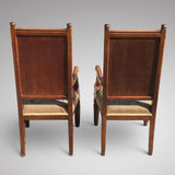 Pair of Oak Arts & Crafts Armchairs - View of chair backs - 6