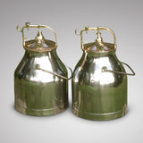 Pair of Polished Steel, Copper & Brass Milk Buckets -Front View - 2