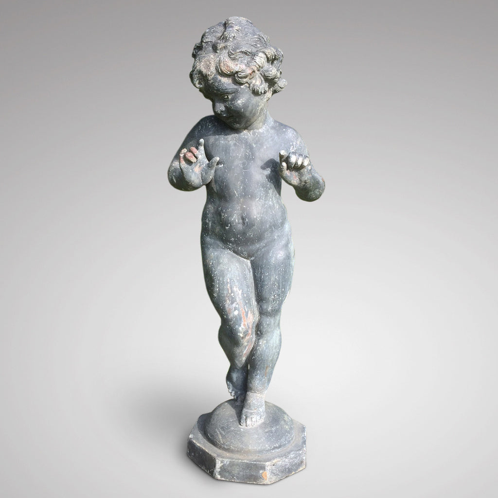 Antique Lead Garden Statue of a Nymph - Front View of Figure - 1