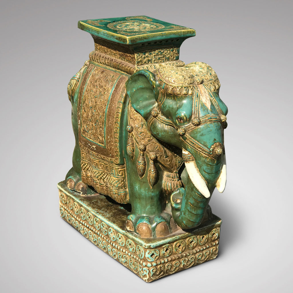 Early 20th Century Oriental Elephant Garden Seat - Front View - 3