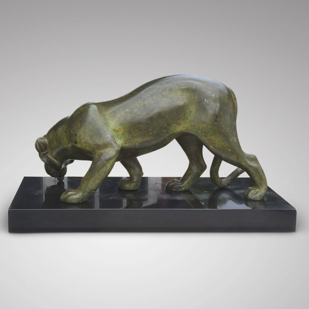 Art Deco Sculpture of a Lioness Drinking - Back View of Sculpture- 2