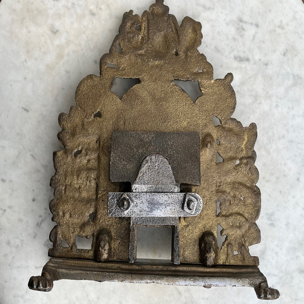 19th Century Cast Iron Miniature Fireplace With Brass Fire Irons - Back View - 4
