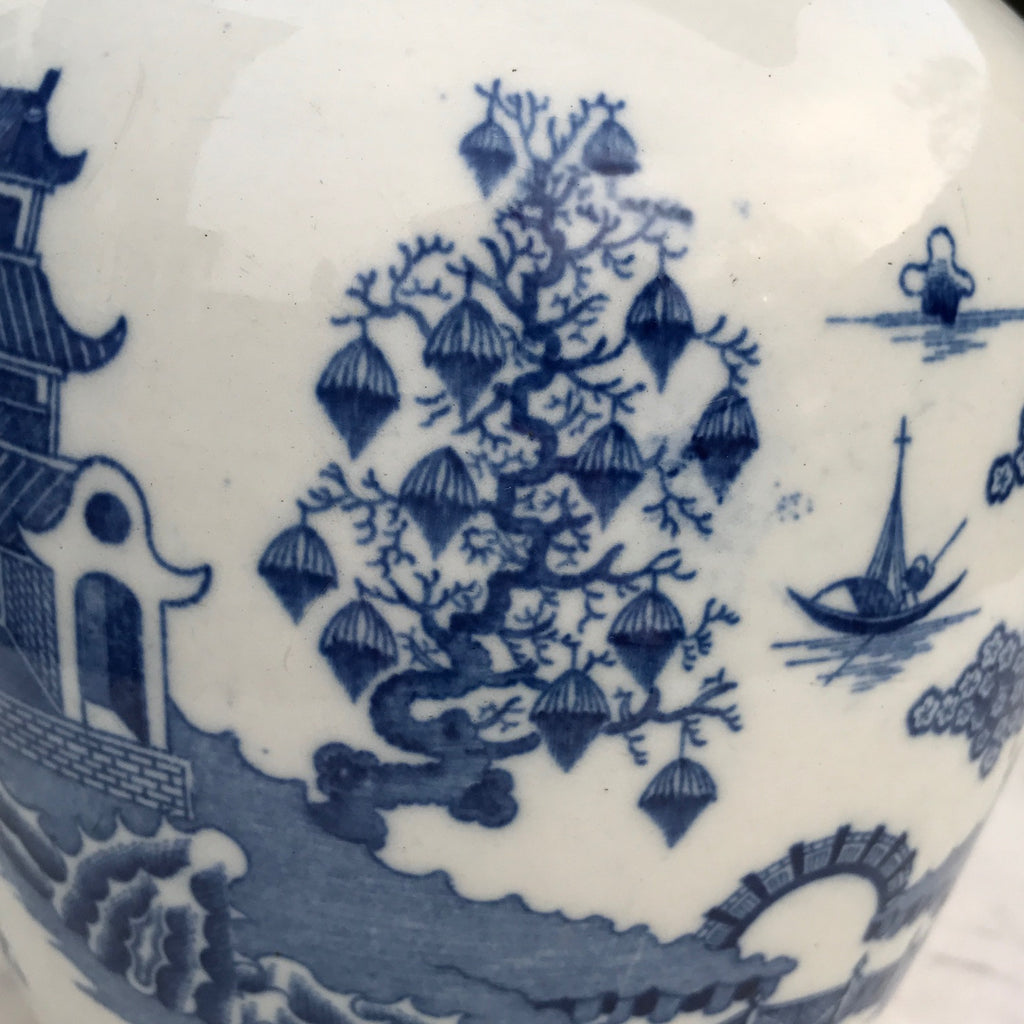 Large 19th Century Pearlware Blue & White Jug - Pattern Detail View  - 7