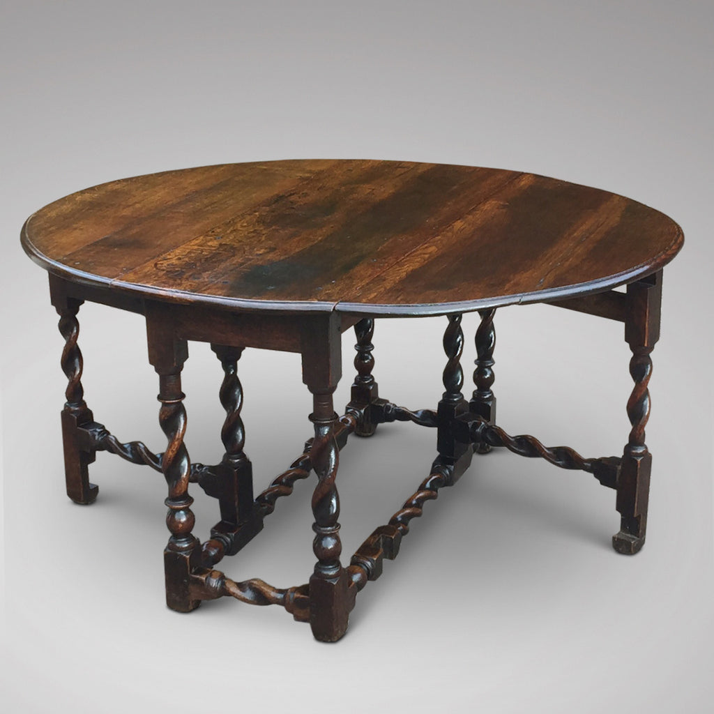 Early 18th Century Oak Gateleg Dining Table -Front View- 3