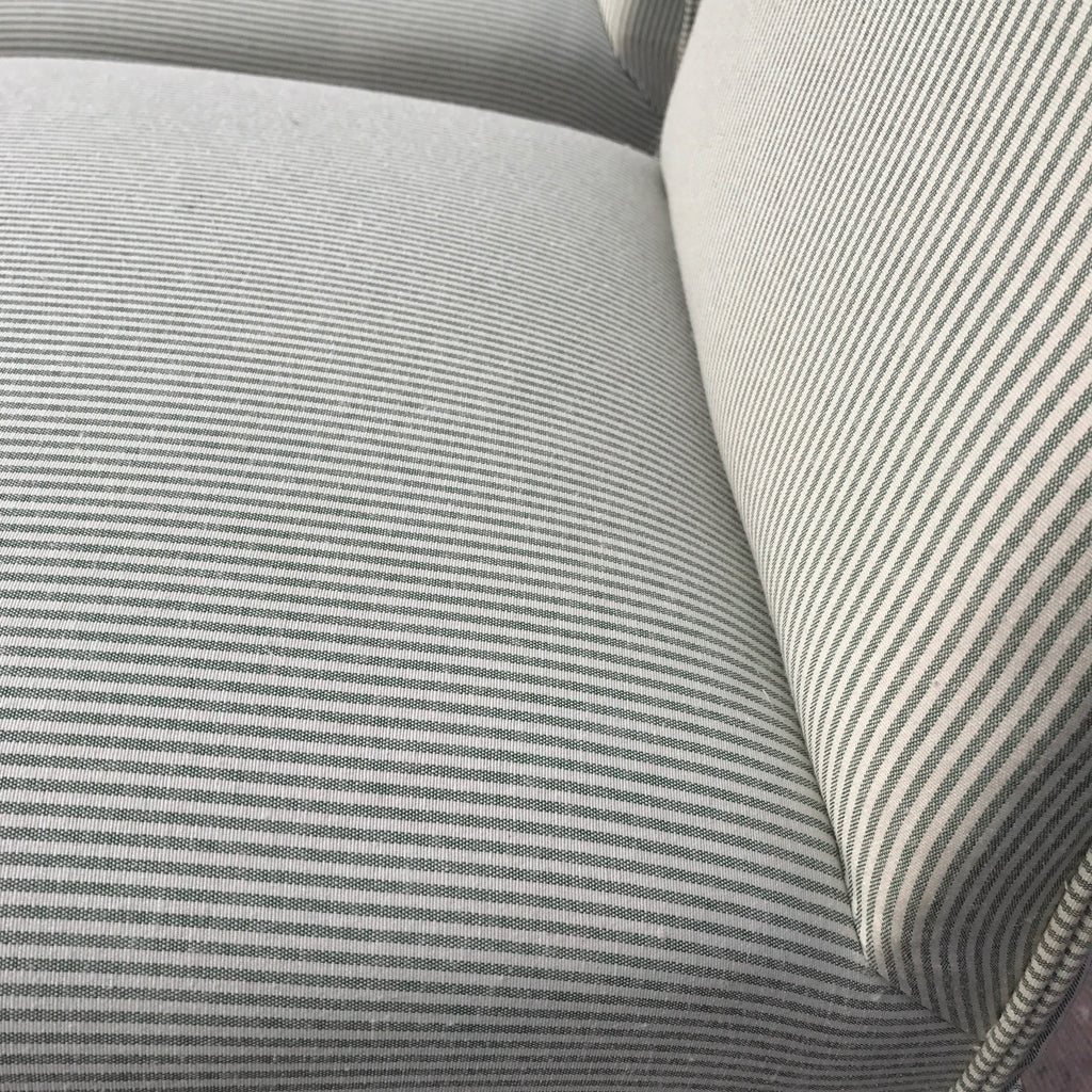 Pair of George II Style Side Chairs - Green & White Stripe Fabric Detail-4