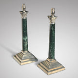 Pair of Early 20th Century Marble Lamps in the Corinthian Style - Side View - 3