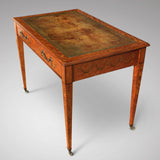 George III Satinwood Library Table - View of side & leather top - 5