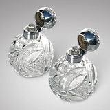 Pair of Victorian Cut Glass Scent Bottles with Silver Tops - Main View - 2