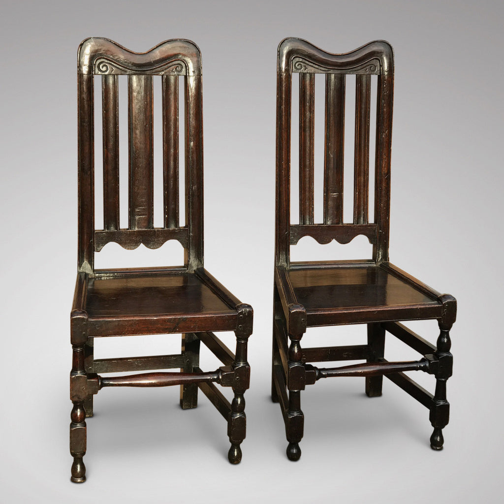 Pair of William & Mary Oak Side Chairs - Front View - 1