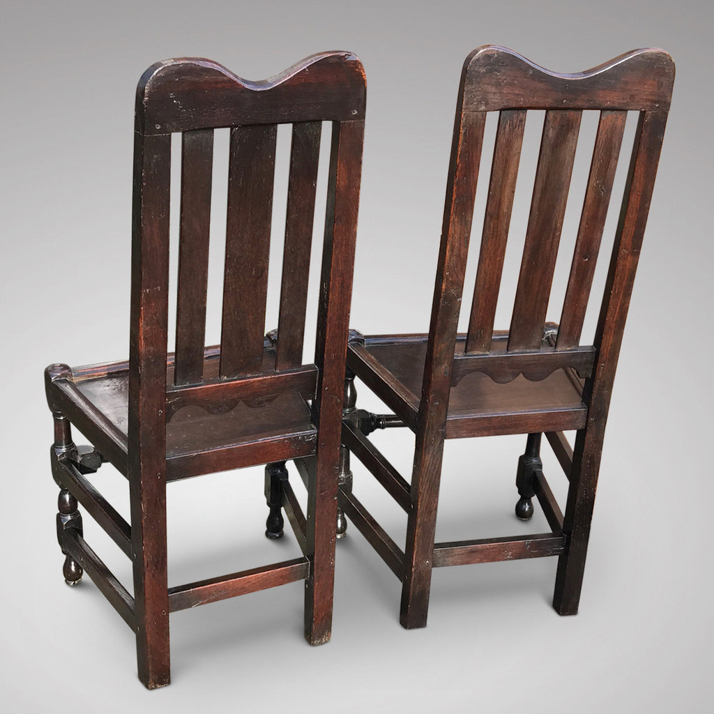 Pair of William & Mary Oak Side Chairs - Back View - 3