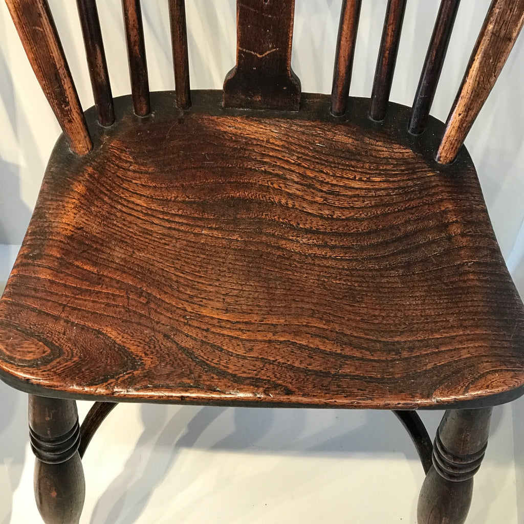 Pair of 10th Century Elm & Ash Windsor Chairs - Elm Seat View - 5