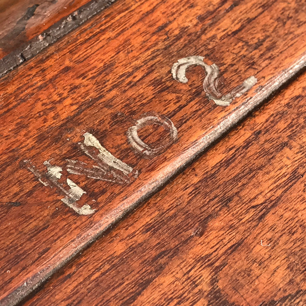 19th Century Teak Cabin Trunk/Coffee Table- Painted Detail-5