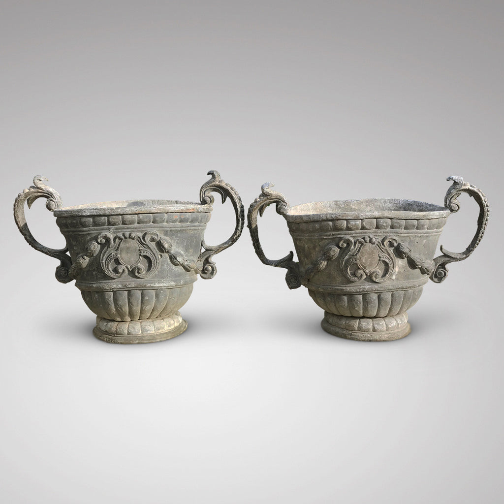 A Fabulous Pair of 18th Century Lead Garden Urns - Main View -2