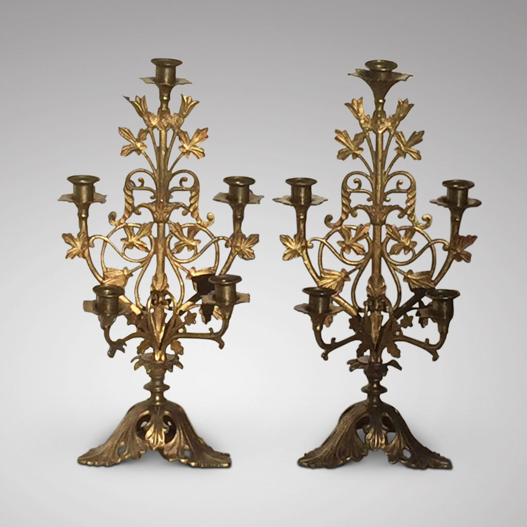Pair of 19th Century Gilt Candelabra - Front View - 1