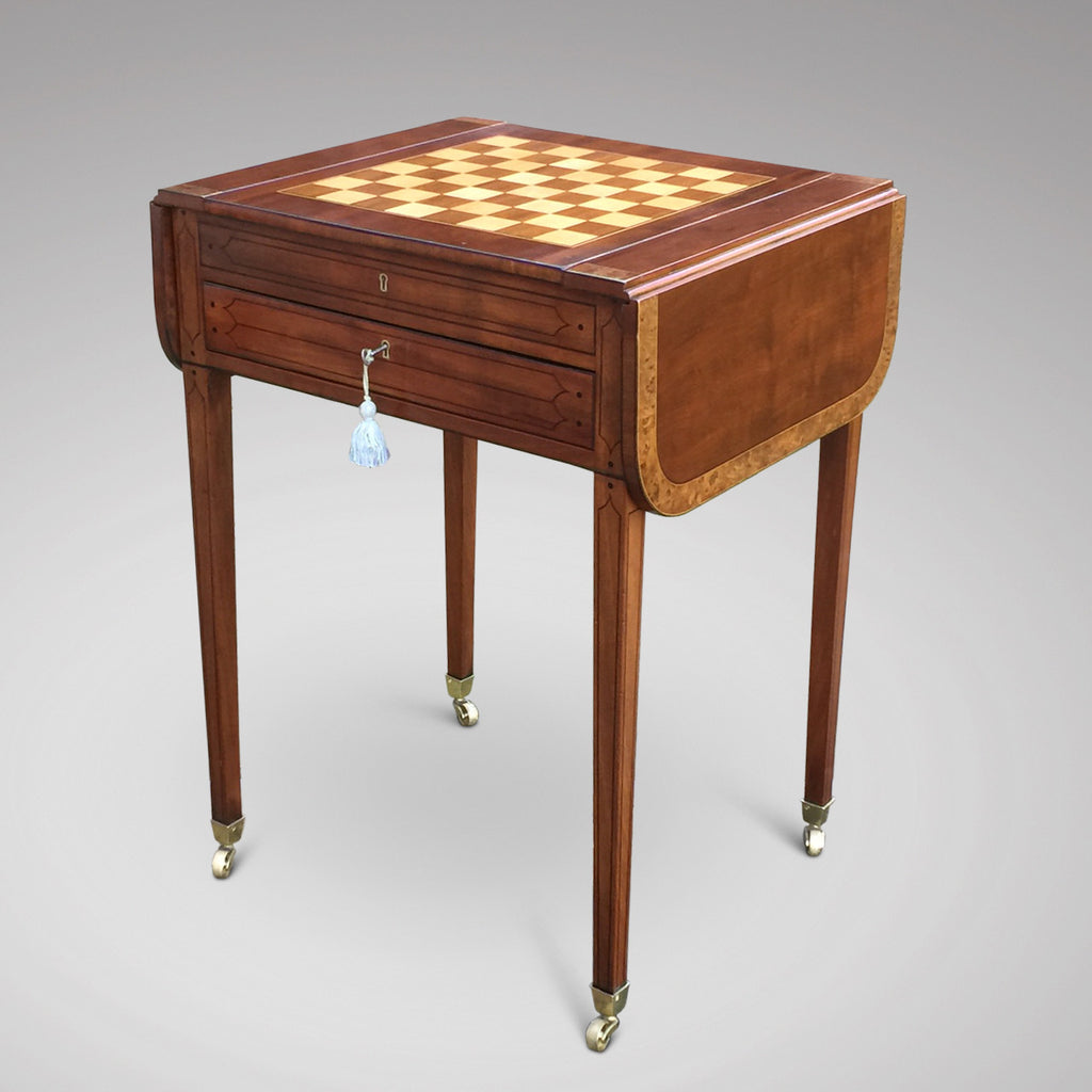 Regency Mahogany Games Table - Front & Side with Chess Board - 2