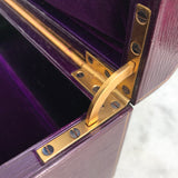 Purple Leather Covered Jewellery Box by Waring & Gillow - Hinge View - 8