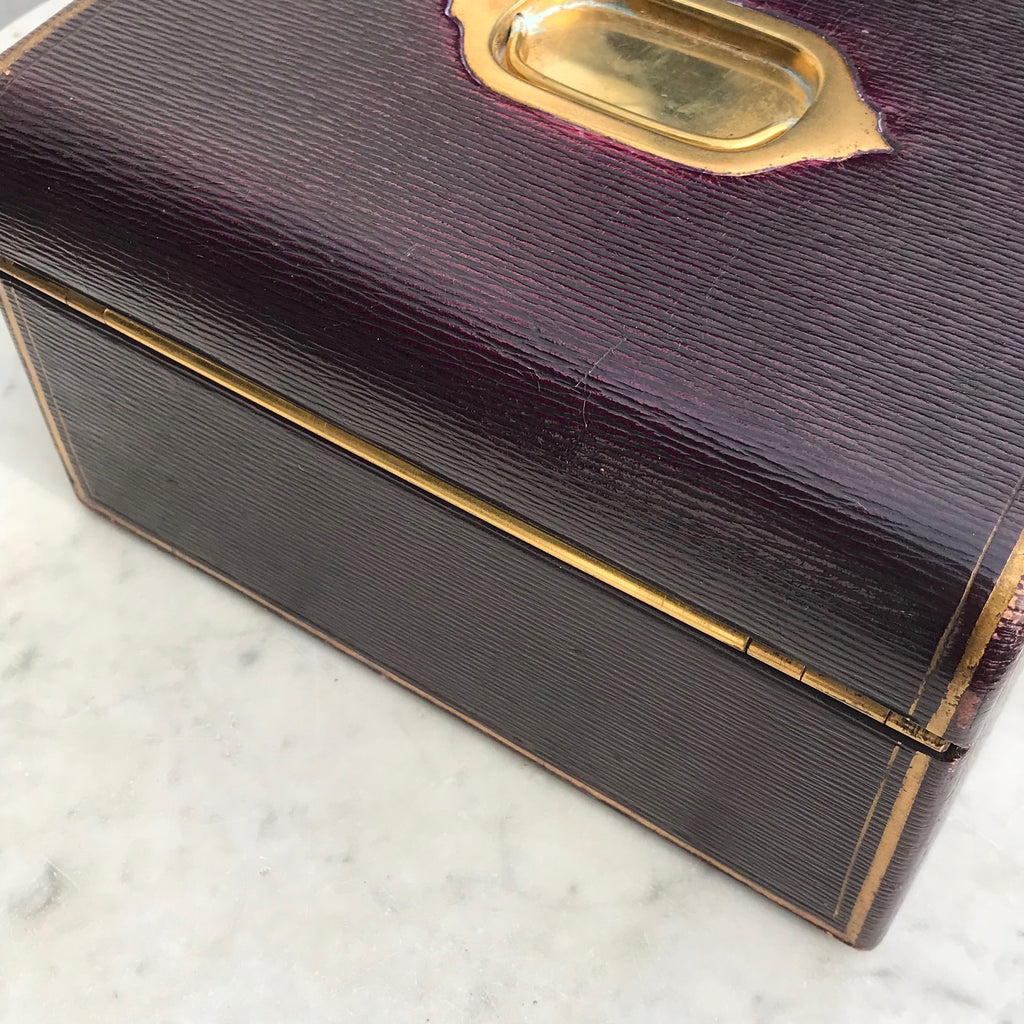 Purple Leather Covered Jewellery Box by Waring & Gillow - Back View - 11