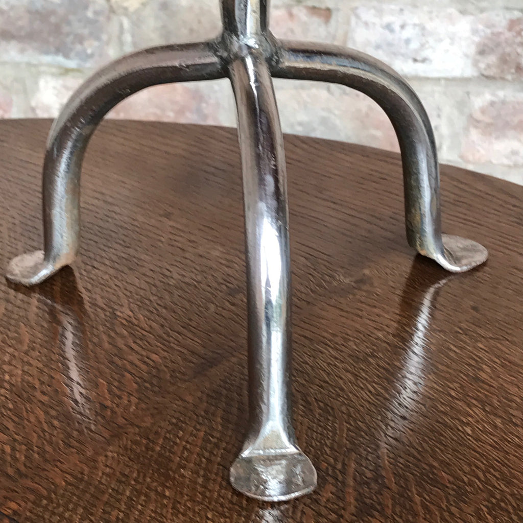 20th Century Polished Steel Candle Sconce - Base Detail View -4