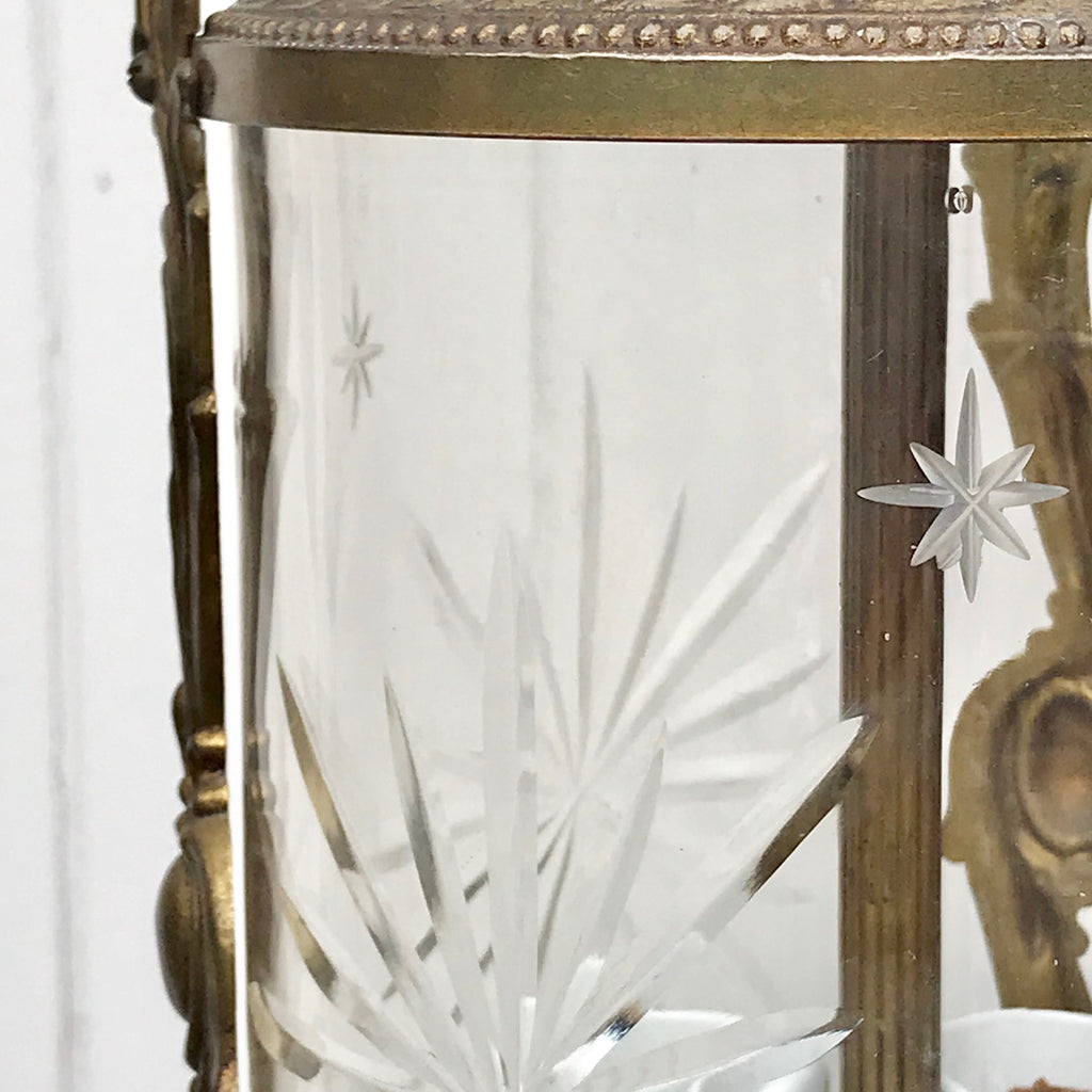 Pair of Early 20th Century Gilt Metal & Glass Lanterns - Detail View - 5